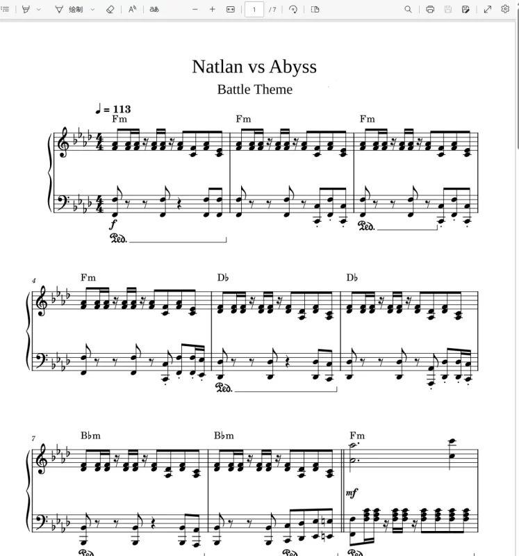 『Natlan vs Abyss Battle Theme』From Genshin Impact 5.1 OST原神纳塔5.1深渊战斗主题OST钢琴谱五线谱钢琴谱五线谱-诺可网