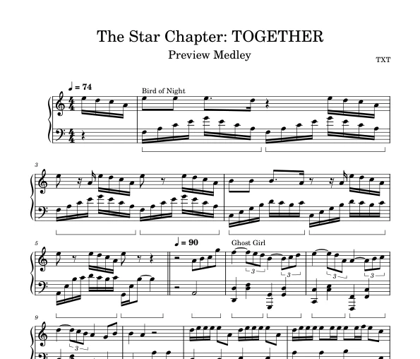 The STAR Chapter TOGETHER Preview Medley-TXT钢琴谱五线谱钢琴版钢琴曲钢琴谱五线谱钢琴版钢琴曲-诺可钢琴