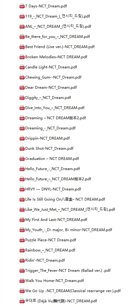 图片[1]-NCT Dream钢琴谱五线谱合集28首歌曲30曲谱80个音乐文件-诺可钢琴