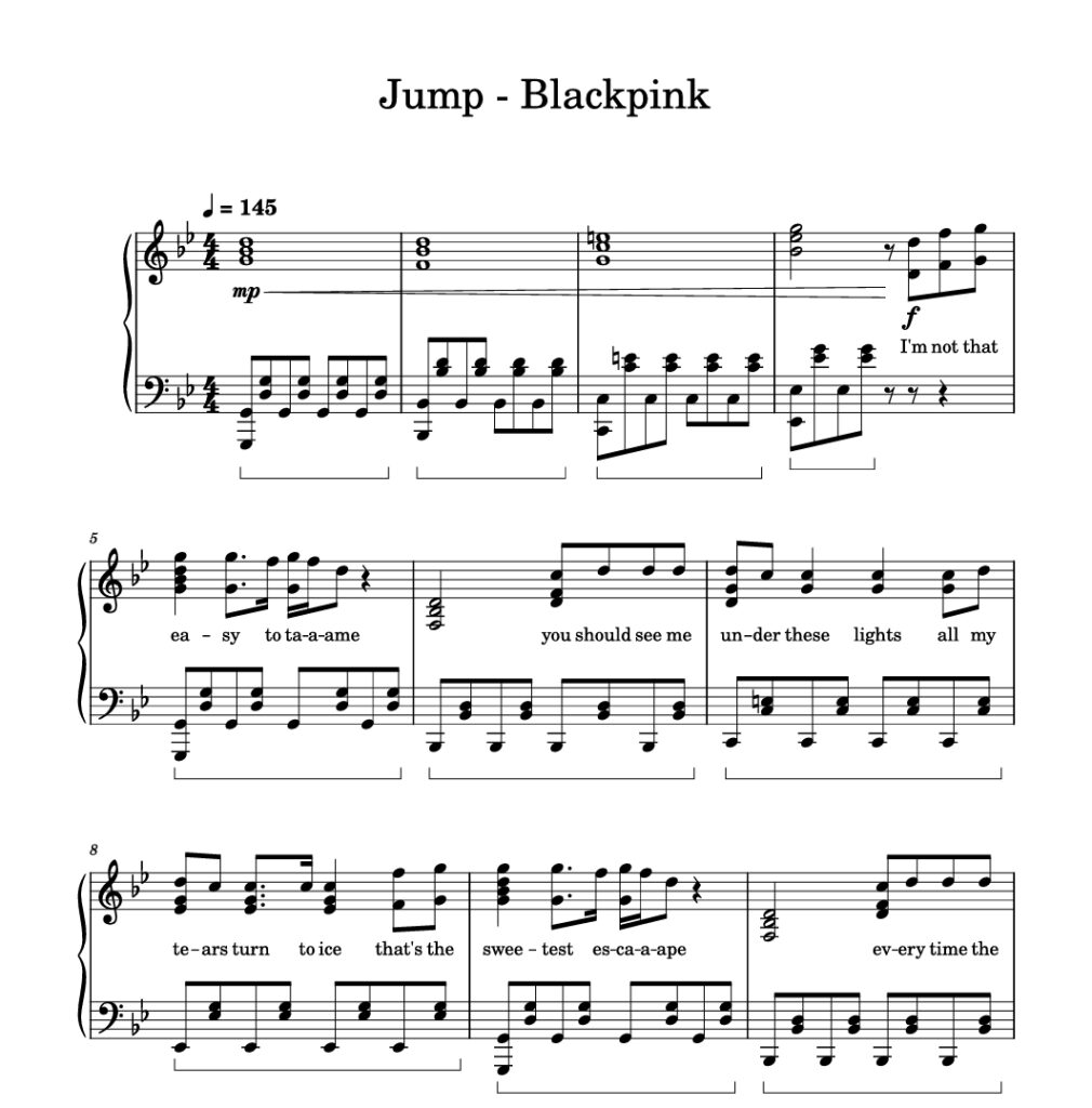 图片[1]-Jump带歌词 – Blackpink钢琴谱钢琴版钢琴曲五线谱-诺可钢琴