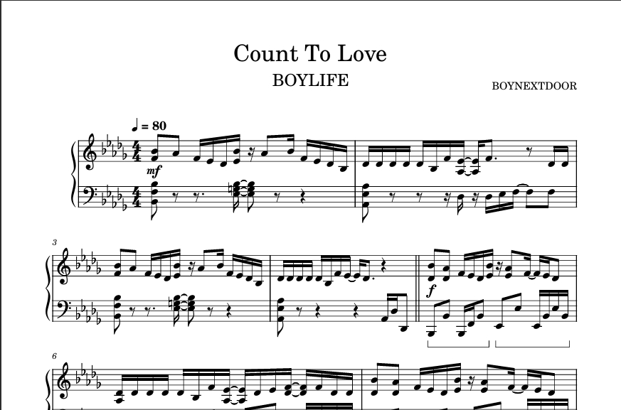 图片[1]-Count To Love-BOYNEXTDOOR (보넥도)钢琴版钢琴曲钢琴谱五线谱-诺可钢琴