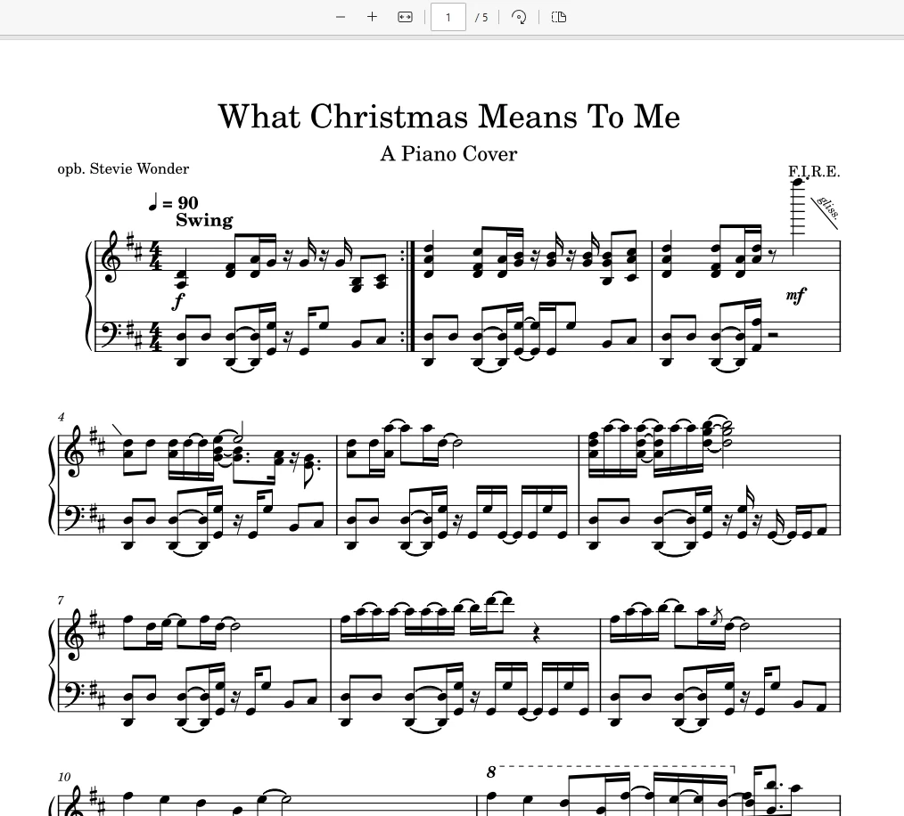 What Christmas Means To Me-Stevie Wonder钢琴版钢琴曲钢琴谱五线谱-诺可钢琴