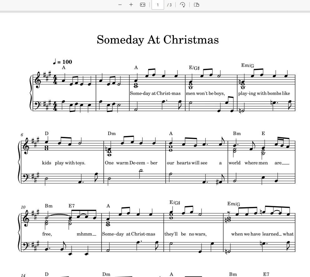 Someday At Christmas – Stevie Wonder钢琴版钢琴曲钢琴谱五线谱-诺可钢琴