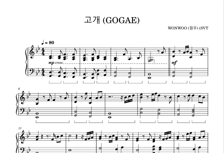 图片[1]-《GOGAE》-Wonwoo生日自作曲-SEVENTEEN钢琴版钢琴曲钢琴谱五线谱-诺可钢琴