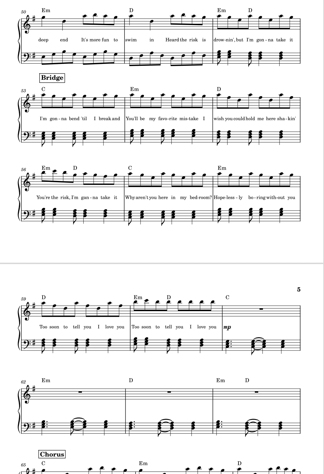 图片[2]-Risk – Gracie Abrams钢琴版钢琴曲钢琴谱五线谱-诺可钢琴