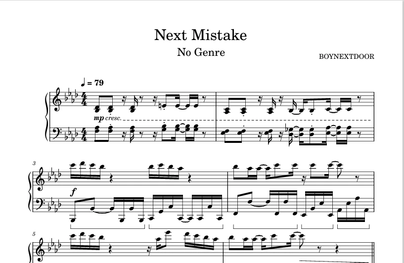 图片[1]-Next Mistake – BOYNEXTDOOR门童新歌钢琴版钢琴曲钢琴谱五线谱-诺可钢琴