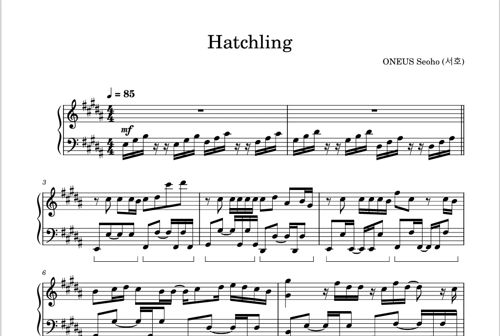 图片[1]-Hatchling钢琴版-ONEUS Seoho钢琴曲钢琴谱五线谱-诺可钢琴