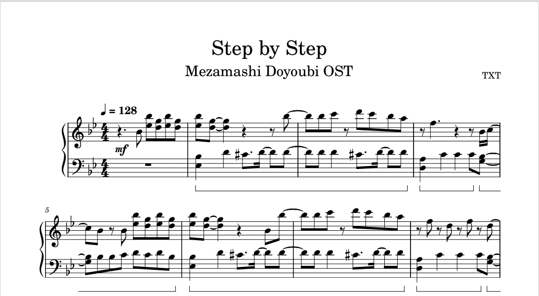 图片[1]-Step by Step (Mezamashi Doyoubi OST) -TXT钢琴版钢琴曲钢琴谱五线谱-诺可钢琴