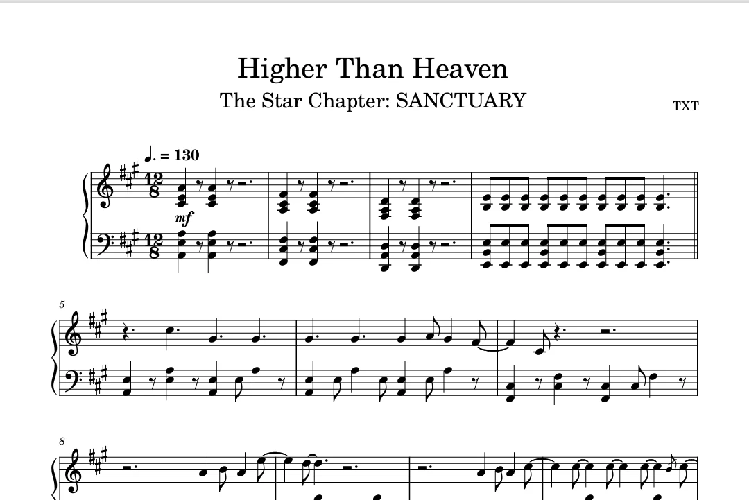 图片[1]-Higher Than Heaven-TXT钢琴版钢琴曲钢琴谱五线谱-诺可钢琴