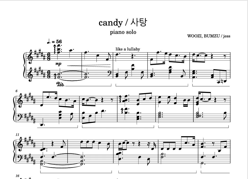 图片[1]-사탕 (Candy) – SEVENTEEN (세븐틴)钢琴谱五线谱钢琴版钢琴曲-诺可钢琴