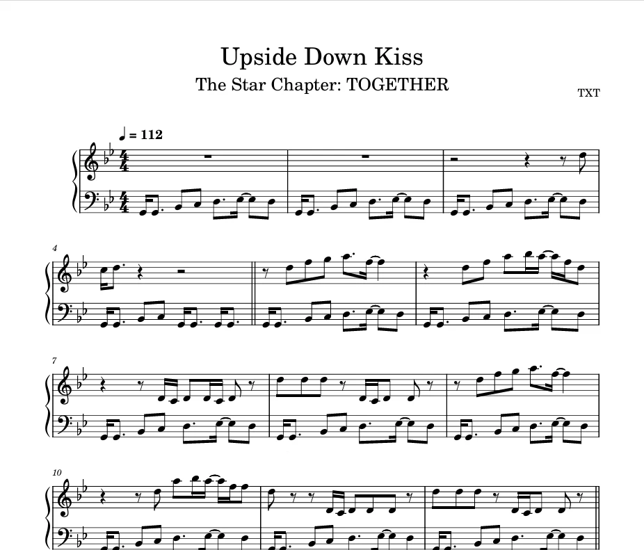图片[1]-Upside Down Kiss-TXT钢琴版钢琴曲钢琴谱五线谱-诺可钢琴
