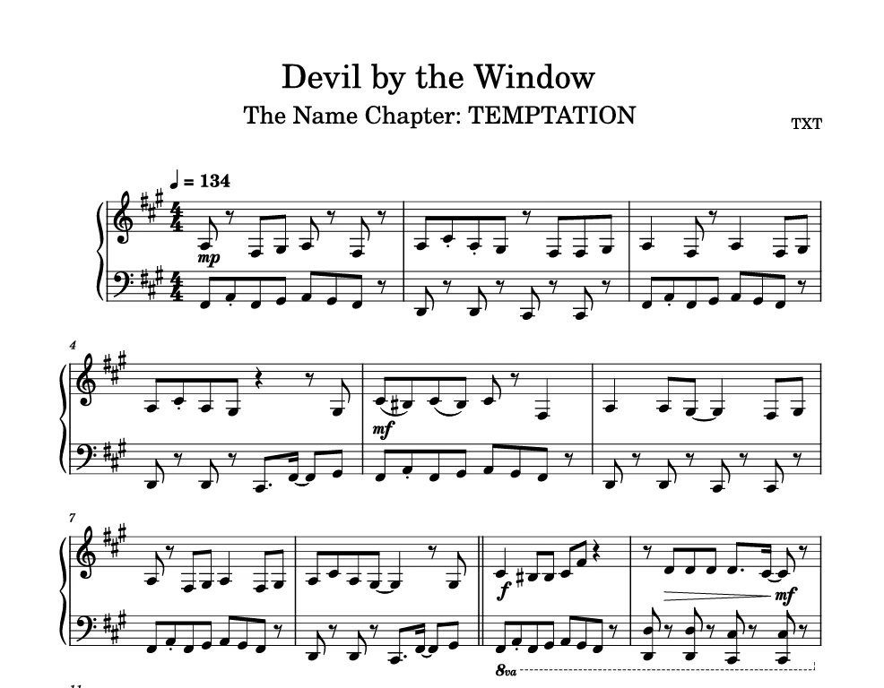 图片[1]-Devil by the Window-TOMORROW X TOGETHER（TXT组合）钢琴版钢琴谱五线谱-诺可钢琴