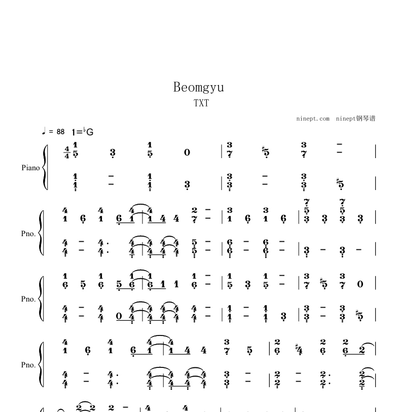 图片[2]-Beomgyu-（TXT）6分完整版五线谱简谱Beomgyu钢琴版钢琴曲钢琴谱-诺可钢琴