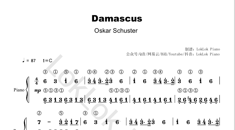 图片[2]-全网首发 Damascus   钢琴谱 Oskar Schuster曲谱 独奏琴谱（共3页）