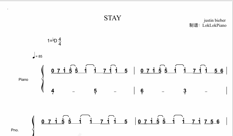图片[2]-Stay  The Kid Laroi, Justin Bieber 钢琴谱 曲谱 独奏琴谱（共3页）