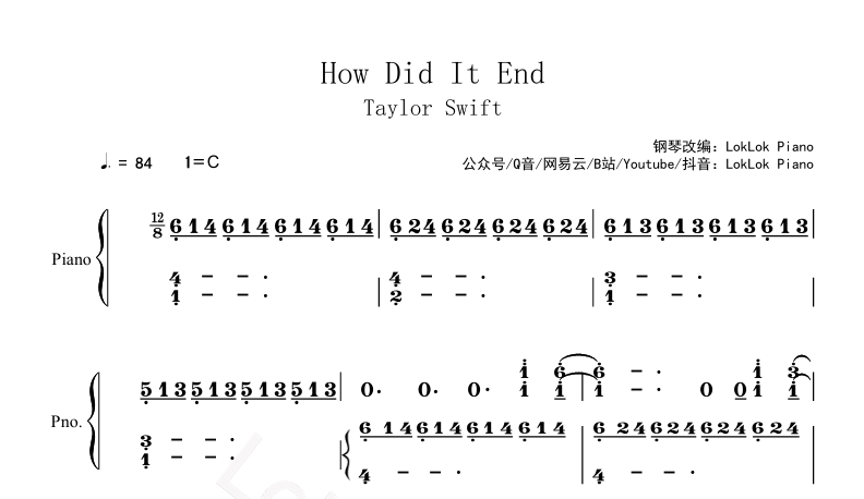 图片[2]-How Did It End  Taylor Swift 钢琴谱 乐谱 长女 曲谱 霉霉  钢琴谱  曲谱 独奏琴谱（共4页）高还原