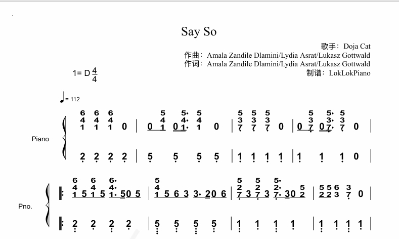图片[2]-全网首发 Say So  Doja Cat 钢琴谱 曲谱 独奏琴谱（共3页）