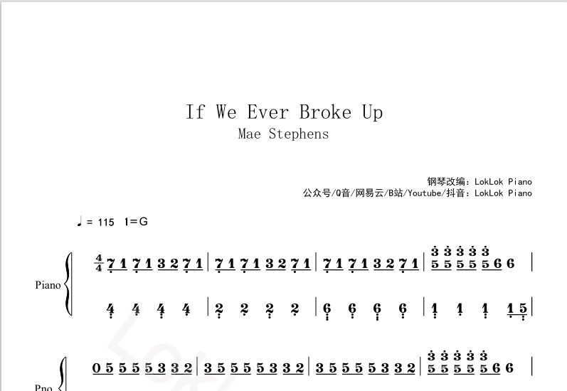 图片[2]-If We Ever Broke Up  Mae Stephens 钢琴谱  曲谱 独奏琴谱（共3页）