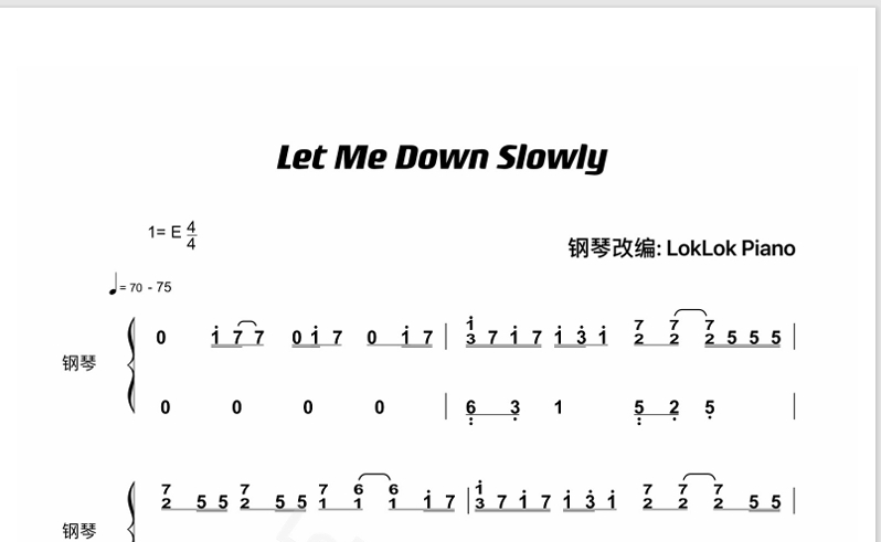 图片[2]-Let Me Down Slowly  Alec Benjamin 钢琴谱  Alec Benjamin曲谱 独奏琴谱（共2页）