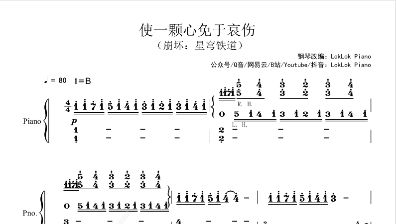 图片[2]-使一颗心免于哀伤 崩坏：星穹铁道2.0  钢琴谱 曲谱 独奏琴谱（共4页）