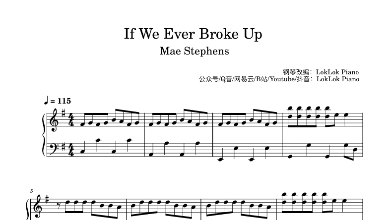 图片[1]-If We Ever Broke Up  Mae Stephens 钢琴谱  曲谱 独奏琴谱（共3页）