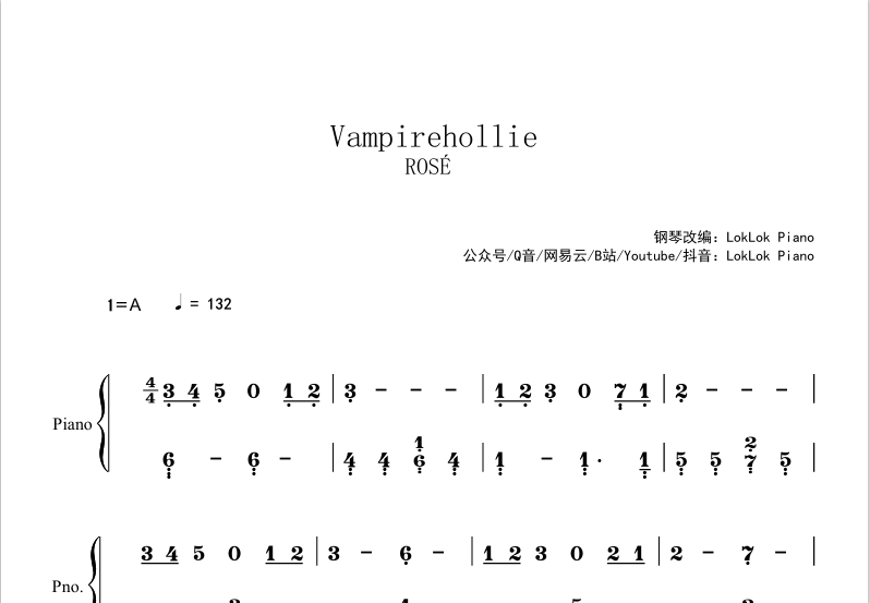 图片[2]-ROSÉ 朴彩英 vampirehollie 钢琴谱 琴谱（共4页）