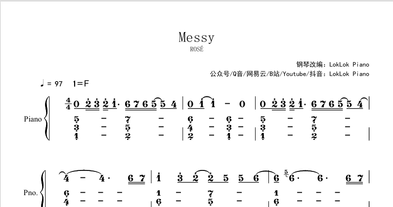 图片[2]-电影F1插曲 朴彩英 Messy 钢琴谱  原唱：ROSÉ 琴谱（共4页）